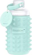 hh premium glass water bottle with spiked silicone sleeve - travel friendly, narrow mouth, bpa-free &amp; dishwasher safe, 16oz (tiffany blue) logo