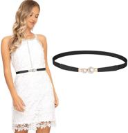 👗 stylish jasgood elastic double pearl women's belt accessories - fashion fusion! logo