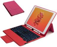 🔴 ipad pro 12.9 2018 keyboard case: slim backlit folio shell with bluetooth keyboard and smart cover for apple ipad pro 12.9 inch 3rd generation 2018 (red) logo