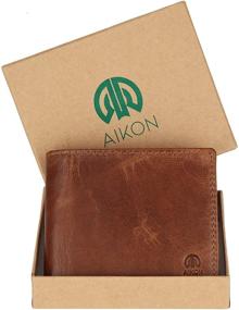 img 2 attached to AIKON Genuine Leather Bifold Protection Men's Accessories and Wallets, Card Cases & Money Organizers