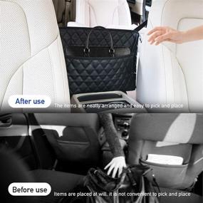img 1 attached to 🚗 Seametal Car Handbag Holder Seat Pocket Organizer, Car Seat Purse Holder Leather (Black)