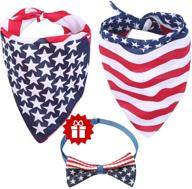 🐾 kzhareen dog bandana with american flag design – triangle bibs scarf accessory collar with bow tie for pets and animals logo