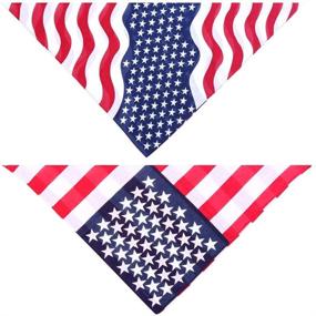 img 3 attached to 🐾 KZHAREEN Dog Bandana with American Flag Design – Triangle Bibs Scarf Accessory Collar with Bow Tie for Pets and Animals