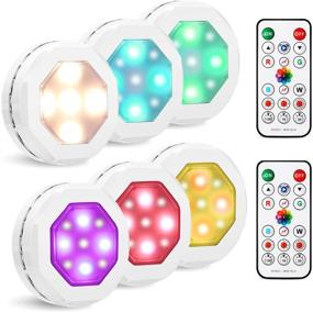 img 4 attached to 🔦 LUNSY Puck Lights with Remote Control: RGB Color Changing, Battery Operated, Dimmable – 6 Pack