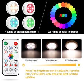 img 2 attached to 🔦 LUNSY Puck Lights with Remote Control: RGB Color Changing, Battery Operated, Dimmable – 6 Pack