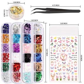 img 3 attached to 🦋 Enhance Your Nail Art With Teenitor Nail Art Stickers: 12 Sheet Set of Butterfly Foil, Sequins, and Rhinestones – Perfect Self-Adhesive Decals for Stunning Nail Art Designs