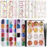 🦋 enhance your nail art with teenitor nail art stickers: 12 sheet set of butterfly foil, sequins, and rhinestones – perfect self-adhesive decals for stunning nail art designs logo