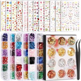 img 4 attached to 🦋 Enhance Your Nail Art With Teenitor Nail Art Stickers: 12 Sheet Set of Butterfly Foil, Sequins, and Rhinestones – Perfect Self-Adhesive Decals for Stunning Nail Art Designs