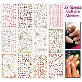 img 2 attached to 🦋 Enhance Your Nail Art With Teenitor Nail Art Stickers: 12 Sheet Set of Butterfly Foil, Sequins, and Rhinestones – Perfect Self-Adhesive Decals for Stunning Nail Art Designs