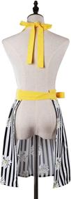 img 3 attached to Charming and Comfortable Classic Black Striped Kitchen Apron with Fashionable Daisy Skirt for Women - Ideal for Ladies, Girls, Wives, and Daughters (Yellow)