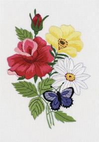 img 1 attached to 🦋 Janlynn Butterfly Floral Embroidery Kit - 7x5 Inch - White