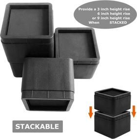 img 1 attached to 🛏️ Enhance Your Space with W WARMHOL 3 Inch Bed Riser Set - Heavy Duty Furniture Risers for Dorms, Couches, Beds and More - Stackable Blocks - Set of 4, Black