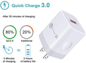 img 3 attached to Fast-Charging Android Charger with Quick Charge 3.0 for Samsung Galaxy, LG, Moto G6 G5 - 6FT Micro USB Cable Included