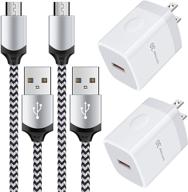 fast-charging android charger with quick charge 3.0 for samsung galaxy, lg, moto g6 g5 - 6ft micro usb cable included logo