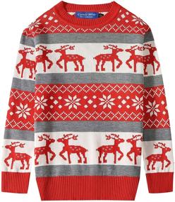 img 4 attached to Stylishly Ugly: Camii Mia Big Boys' Reindeer Pullover Snowflake Crewneck Christmas Sweater