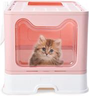 🐱 convenient foldable cat litter box with lid - top entry, anti-splashing design | includes pet scoop logo