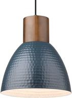 🔵 elyona dark blue industrial pendant light: modern wood hanging lamp with adjustable height and hammered metal shade – ideal for kitchen island, dining room, bedroom, bar, and office logo