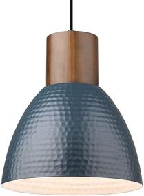 img 4 attached to 🔵 ELYONA Dark Blue Industrial Pendant Light: Modern Wood Hanging Lamp with Adjustable Height and Hammered Metal Shade – Ideal for Kitchen Island, Dining Room, Bedroom, Bar, and Office