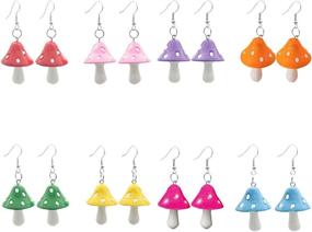 img 1 attached to 🍄 Sweet and Chic Mushroom Shape Dangle Earrings for Women and Girls