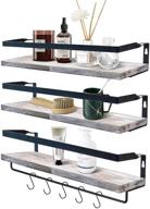 📚 vintage white wall mounted storage shelves organizer with towel bar - set of 3 trustmade floating shelves logo