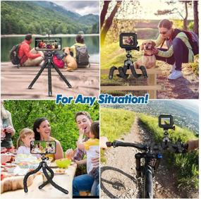 img 3 attached to 📸 Flexible Phone Tripod with Wireless Remote - Mini Stand for iPhone 13/12/11 Pro, Samsung, and Android Cameras - Adjustable Tripod for Video Recording and Vlogging