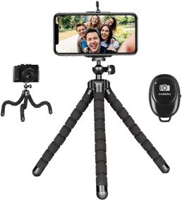 img 4 attached to 📸 Flexible Phone Tripod with Wireless Remote - Mini Stand for iPhone 13/12/11 Pro, Samsung, and Android Cameras - Adjustable Tripod for Video Recording and Vlogging