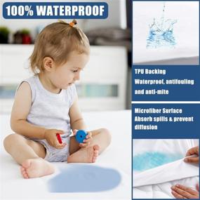 img 3 attached to 🛌 2 Pack Twin Size Waterproof Mattress Protector - Soft, Breathable, Cooling Bed Cover | Fitted Mattress Cover with 21 Inch Stretch | Noiseless Sleep Solution