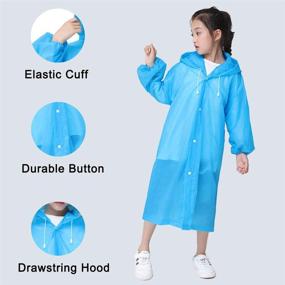 img 3 attached to 🌧️ Kids Raincoat Set: Child Rain Poncho Reusable Rain Slicker for Boys & Girls 6-13 Years | Lightweight, Waterproof Rainwear with Hood | 2 Pack (Clear & Blue)