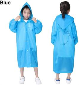 img 1 attached to 🌧️ Kids Raincoat Set: Child Rain Poncho Reusable Rain Slicker for Boys & Girls 6-13 Years | Lightweight, Waterproof Rainwear with Hood | 2 Pack (Clear & Blue)