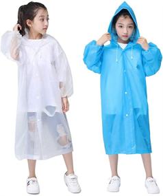 img 4 attached to 🌧️ Kids Raincoat Set: Child Rain Poncho Reusable Rain Slicker for Boys & Girls 6-13 Years | Lightweight, Waterproof Rainwear with Hood | 2 Pack (Clear & Blue)