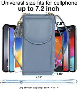 img 3 attached to Женская сумка через плечо с большими бахромой, маленьким карманом для мобильного телефона, плечевым кошельком из кожи для путешествий с RFID защитой для карт, сумкой для руки Baggap, клатчем для iPhone 11 SE 11 Pro Xr X Xs Max 8/7/6 Plus LG Stylo Samsung (синяя)