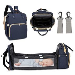 img 4 attached to LIIBOT Diaper Bag Backpack with Bassinet, Changing Station, and Large Capacity - Portable Baby Bed and Waterproof Travel Bags (Blue)