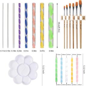 img 1 attached to Полный набор из 37 инструментов для точечной росписи мандала на камнях, для ногтевого искусства, рисования и черчения: кисточки для точечной росписи, мандала шаблон, шариковый стилус, палитра - необходимые художественные принадлежности