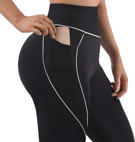 img 2 attached to 🩲 RUUHEE Women V Cross Waist Reflective High Waisted Crossover Leggings with Pockets Yoga Pants: Enhanced Comfort and Style for Active Women