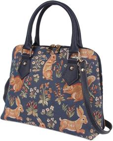 img 3 attached to Stylish Signare Tapestry Handbag - Millie Fleur Rabbit and Squirrel Blue (CONV-FORE)