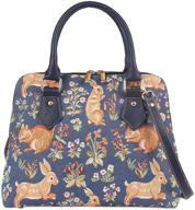 stylish signare tapestry handbag - millie fleur rabbit and squirrel blue (conv-fore) logo