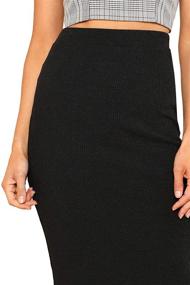 img 1 attached to 👗 SheIn Women's Stretchy Ribbed Knit Midi Full-Length Basic Pencil Skirt - Elegant & Versatile