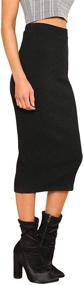 img 2 attached to 👗 SheIn Women's Stretchy Ribbed Knit Midi Full-Length Basic Pencil Skirt - Elegant & Versatile