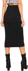 img 3 attached to 👗 SheIn Women's Stretchy Ribbed Knit Midi Full-Length Basic Pencil Skirt - Elegant & Versatile