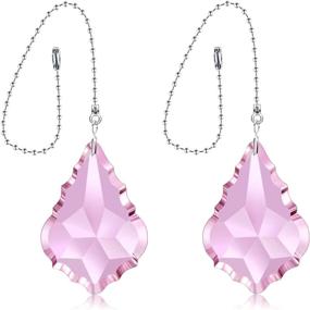 img 4 attached to 💎 SogYupk Magnificent Pink Crystal Pendeloque Prism (2 Pcs) - 2.4" (63mm) | Dazzling Crystal Ceiling Fan Pull Chains