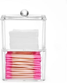 img 2 attached to Organize Your Beauty Routine with HBlife Clear Acrylic Cotton Ball and Swab Holder - Ideal for Q-Tips, Make Up Pads, and More!