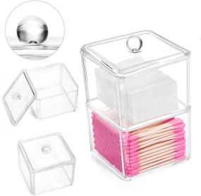 img 3 attached to Organize Your Beauty Routine with HBlife Clear Acrylic Cotton Ball and Swab Holder - Ideal for Q-Tips, Make Up Pads, and More!