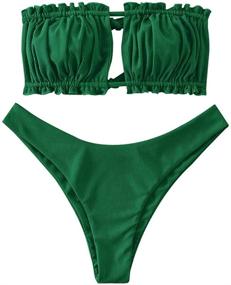 img 4 attached to ZAFUL Strapless Ribbed Bandeau Green Cutout Women's Clothing