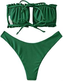 img 2 attached to ZAFUL Strapless Ribbed Bandeau Green Cutout Women's Clothing