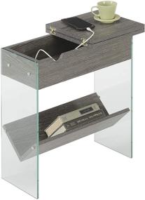 img 2 attached to 📱 Convenience Concepts SoHo Flip Top End Table - Weathered Gray with Built-in Charging Station