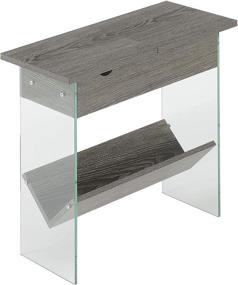 img 4 attached to 📱 Convenience Concepts SoHo Flip Top End Table - Weathered Gray with Built-in Charging Station