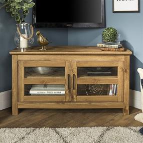 img 1 attached to 📺 Walker Edison Modern Farmhouse Wood Corner Universal TV Stand: Stylish 44 Inch Barnwood Entertainment Center for TVs up to 50 Inches