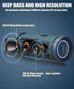 img 3 attached to 🔊 Синяя портативная Bluetooth колонка с сабвуфером, 35 Вт басовая громкая колонка с Power Bank, защита от воды IPX7, беспроводное стерео-сопряжение, 24 часа автономной работы, колонка с подсветкой - идеально для вечеринок на открытом воздухе, кемпинга.