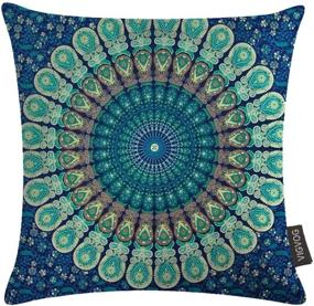 img 3 attached to 🌺 VIGVOG Boho Pillow Covers - Set of 4 Double-Sided Retro Floral Mandala Compass Medallion Bohemian Cushion Covers - Vibrant Colorful Printed Floral Pillow Cases - 18 x 18 Inch Pillowcases (Boho 03)