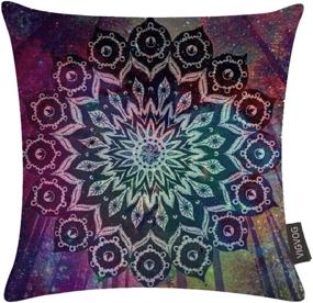 img 1 attached to 🌺 VIGVOG Boho Pillow Covers - Set of 4 Double-Sided Retro Floral Mandala Compass Medallion Bohemian Cushion Covers - Vibrant Colorful Printed Floral Pillow Cases - 18 x 18 Inch Pillowcases (Boho 03)